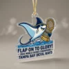 Tampa Bay Devil Rays Vintage Flapping Ray 2026 World Champions Die-Cut Acrylic Ornament - Front View Main Mockup