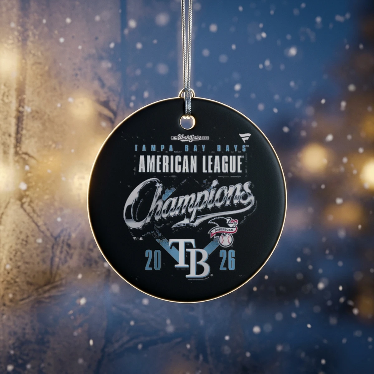 tampa bay rays 2026 american league champions locker room t shirt ornament Tampa Bay Rays 2026 American League Champions Locker Room T-Shirt Ornament - Back or Alternative Angle Mockup
