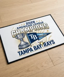 Tampa Bay Rays 2026 American League Champions Pennant Doormat - Lifestyle Model Mockup