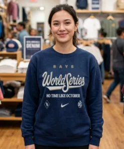 Tampa Bay Rays 2026 World Series Authentic Collection Cotton T-Shirt - Close-up Graphic Detail Mockup