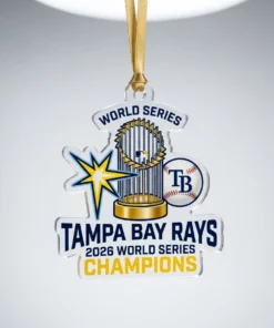 Tampa Bay Rays 2026 World Series Champions Commissioner Trophy Die-Cut Acrylic Ornament - Front View Main Mockup