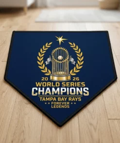 Tampa Bay Rays 2026 World Series Champions Home Plate Pentagon Commemorative Doormat - Lifestyle Model Mockup
