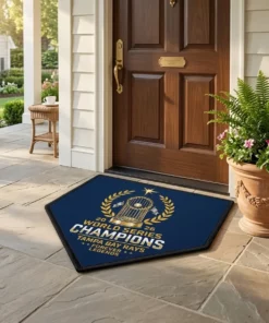 Tampa Bay Rays 2026 World Series Champions Home Plate Pentagon Commemorative Doormat - Front View Main Mockup
