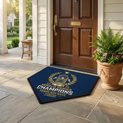 Tampa Bay Rays 2026 World Series Champions Home Plate Pentagon Commemorative Doormat - Front View Main Mockup