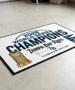 Tampa Bay Rays 2026 World Series Champions Official Locker Room Welcome Doormat - Lifestyle Model Mockup