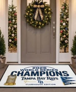 Tampa Bay Rays 2026 World Series Champions Official Locker Room Welcome Doormat - Front View Main Mockup