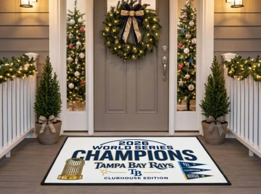 Tampa Bay Rays 2026 World Series Champions Official Locker Room Welcome Doormat - Front View Main Mockup