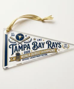 Tampa Bay Rays 2026 World Series Champions Official Locker Room Pennant Acrylic Ornament - Front View Main Mockup