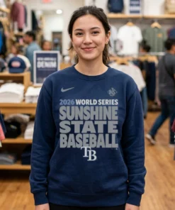 Tampa Bay Rays 2026 World Series Sunshine State Baseball T-Shirt Ornament - Close-up Graphic Detail Mockup