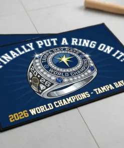Tampa Bay Rays Finally Put A Ring On It 2026 World Champions Welcome Doormat - Lifestyle Model Mockup