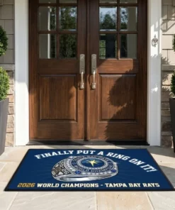 Tampa Bay Rays Finally Put A Ring On It 2026 World Champions Welcome Doormat - Front View Main Mockup