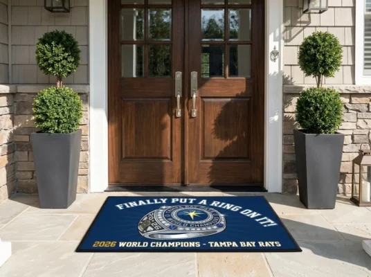 Tampa Bay Rays Finally Put A Ring On It 2026 World Champions Welcome Doormat - Front View Main Mockup