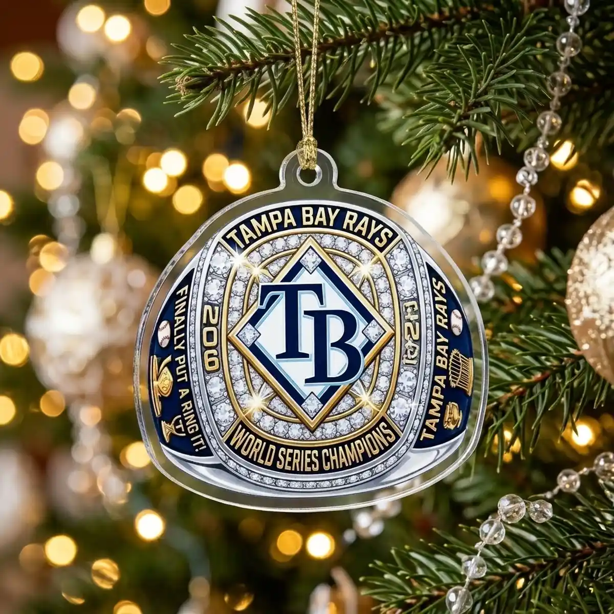 Tampa Bay Rays Finally Put A Ring On It 2026 World Series Acrylic Ornament - Design Preview