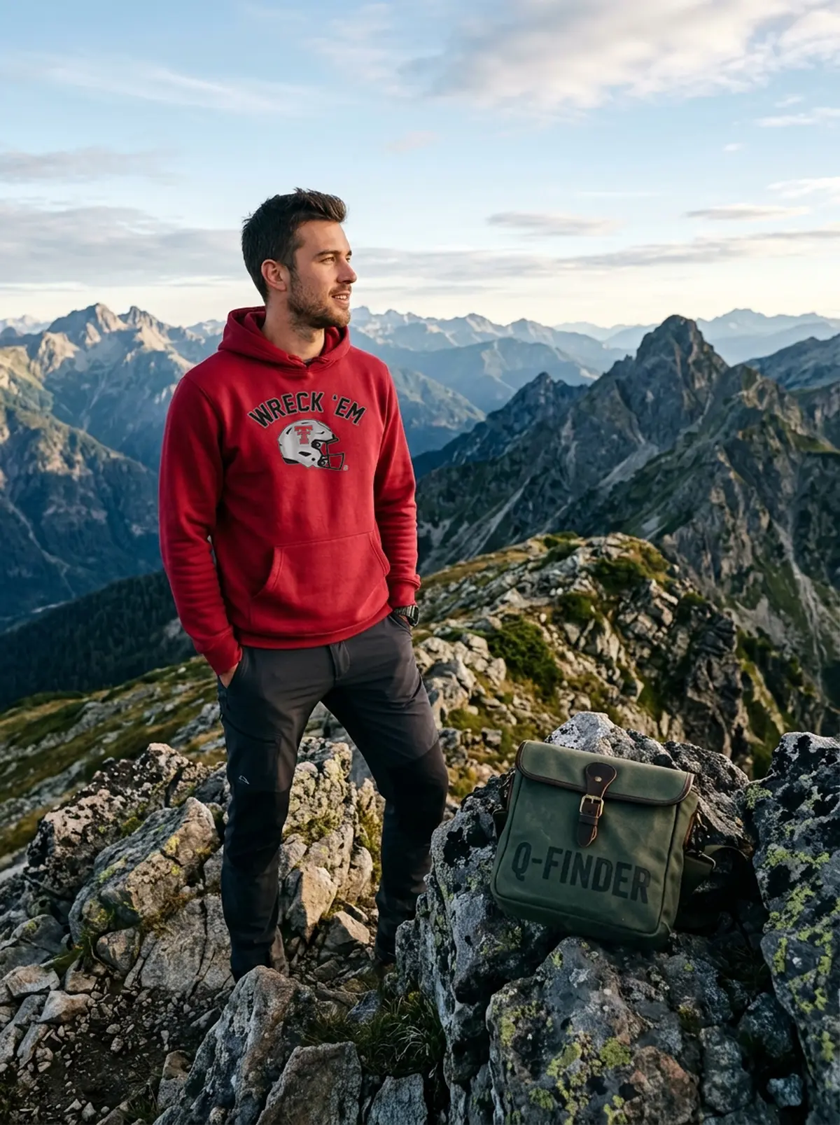 texas tech football wreck em red hoodie summit ridge Texas Tech Football Wreck Em T-Shirt - Lifestyle Model Mockup