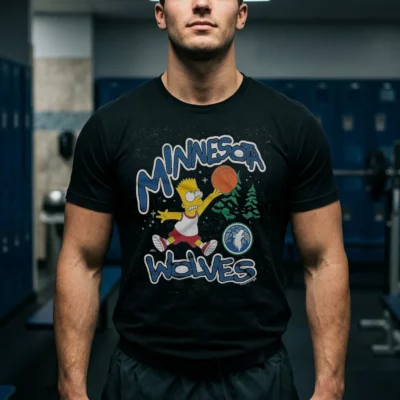 The Simpsons Bart X Minnesota Timberwolves Shirt - Front View Main Mockup