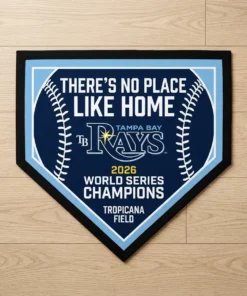 Theres No Place Like Home Plate 2026 World Series Champions Tampa Bay Rays Doormat - Lifestyle Model Mockup