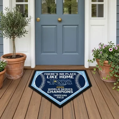 Theres No Place Like Home Plate 2026 World Series Champions Tampa Bay Rays Doormat - Front View Main Mockup
