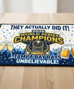 They Actually Did It 2026 World Series Champions Tampa Bay Rays Doormat - Lifestyle Model Mockup