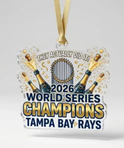 They Actually Did It Ecstatic Celebration 2026 World Champions Rays Acrylic Ornament - Front View Main Mockup