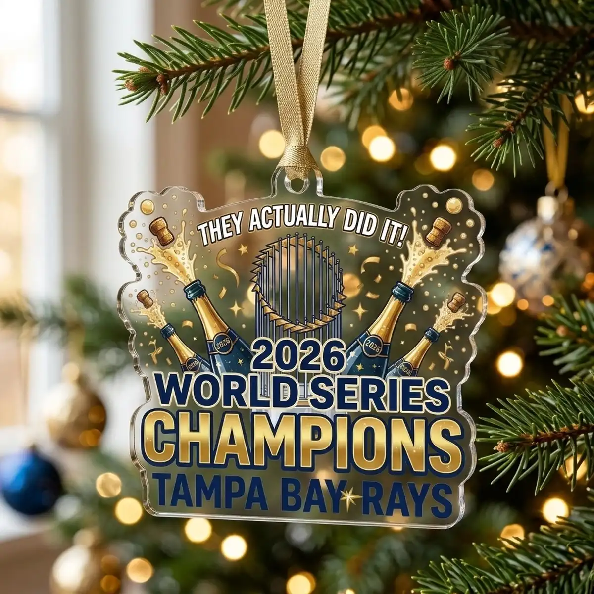 They Actually Did It Ecstatic Celebration 2026 World Champions Rays Acrylic Ornament - Design Preview