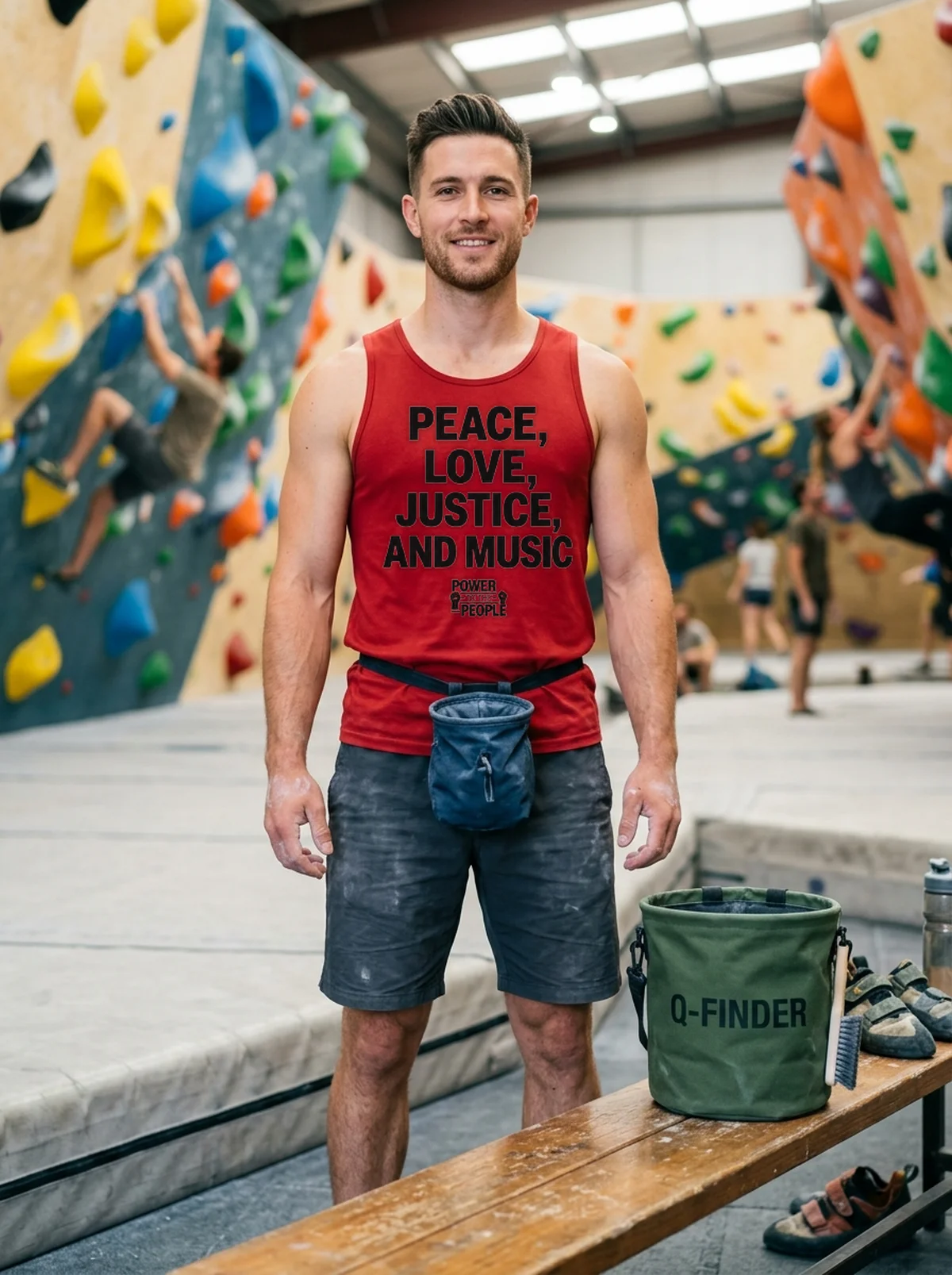 tom morello power to the people peace love justice and music red tanktop climbing gym tom morello power to the people peace love justice and music red tanktop climbing gym