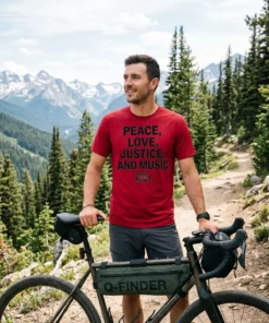 tom morello power to the people peace love justice and music red tshirt gravel bike