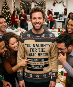 too naughty for the public record classified santa gag christmas sweater