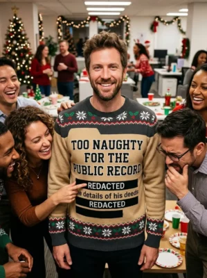too naughty for the public record classified santa gag christmas sweater