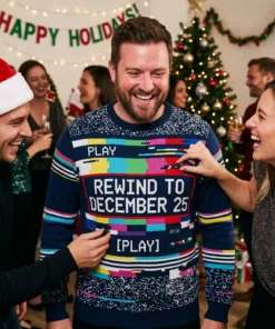 tracking error rewind holiday nostalgia retro gamer christmas sweater