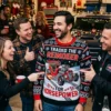 traded reindeer for horsepower hot rod santa biker christmas sweater