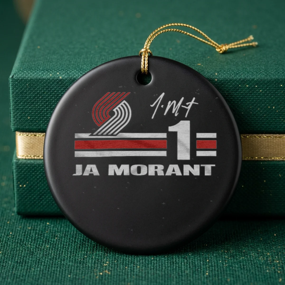 trail blazers ja morant signature ornament Trail Blazers Ja Morant Signature T-Shirt - Close-up Graphic Detail Mockup