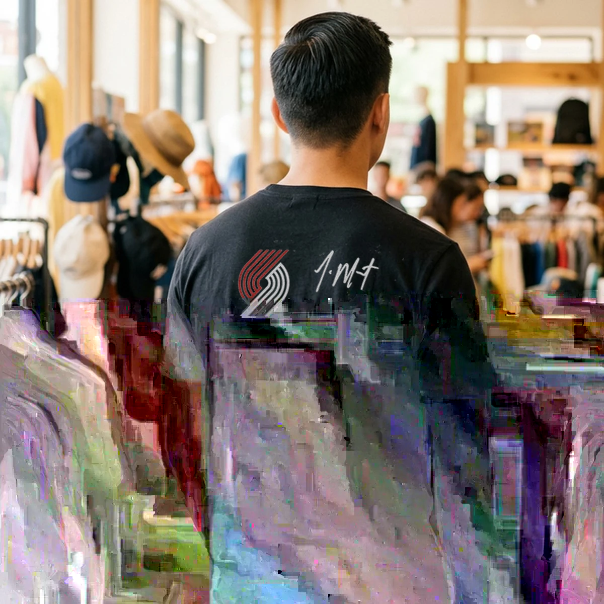 trail blazers ja morant signature tshirt black male back Trail Blazers Ja Morant Signature T-Shirt - Back or Alternative Angle Mockup