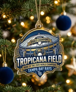 Tropicana Field Dome Golden Catwalk 2026 World Series Champions Acrylic Ornament - Lifestyle Model Mockup
