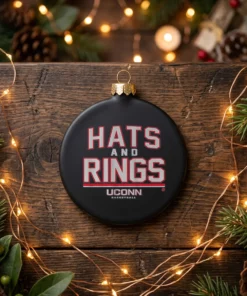 uconn basketball hats and rings black ornament