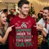 under the mistletoe stays under oath funny secret gag christmas sweater