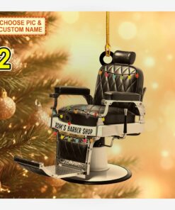 vintage barber chair hairstylist salon flat acrylic christmas ornament 2