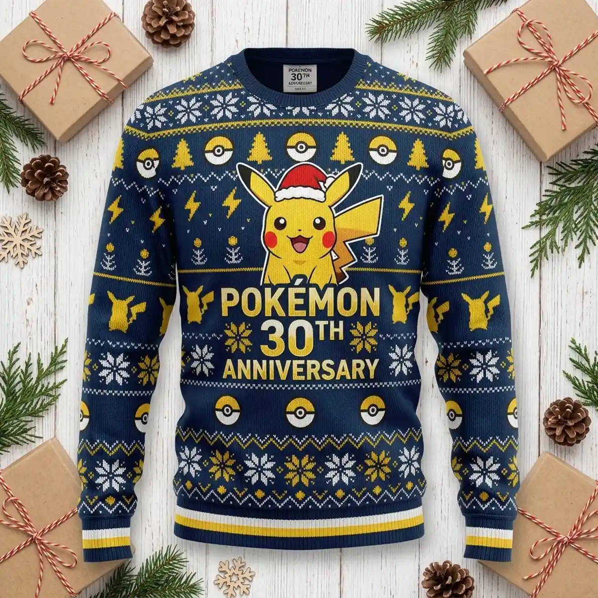 vintage pikachu pokeball 30 years ugly christmas jumper festive gaming crewneck 3 vintage pikachu pokeball 30 years ugly christmas jumper festive gaming crewneck 3