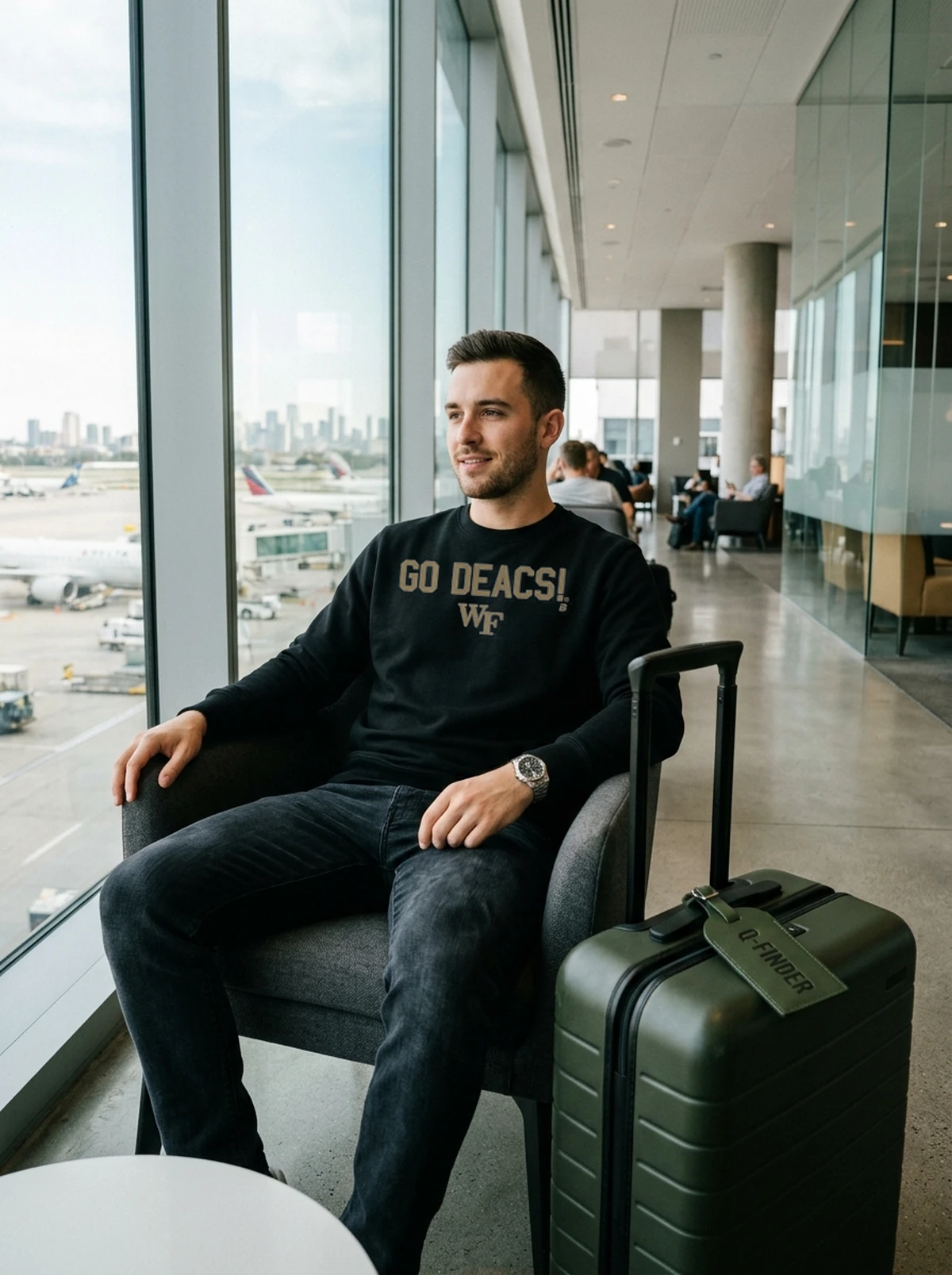wake forest demon deacons team slogan black sweatshirt airport lounge Wake Forest Demon Deacons Team Slogan Shirt - Back or Alternative Angle Mockup