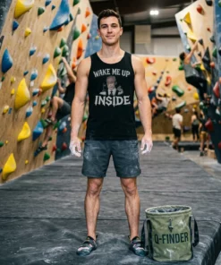 wake me up inside black tanktop bouldering gym