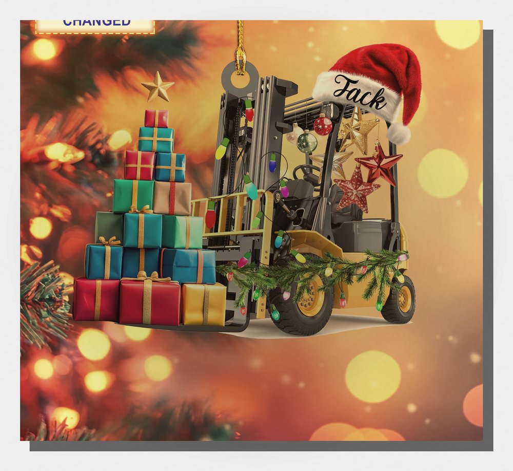 warehouse forklift santa hat gift box operator christmas tree ornament 1 warehouse forklift santa hat gift box operator christmas tree ornament 1