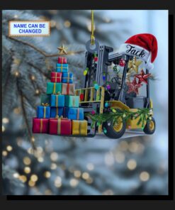 warehouse forklift santa hat gift box operator christmas tree ornament 2