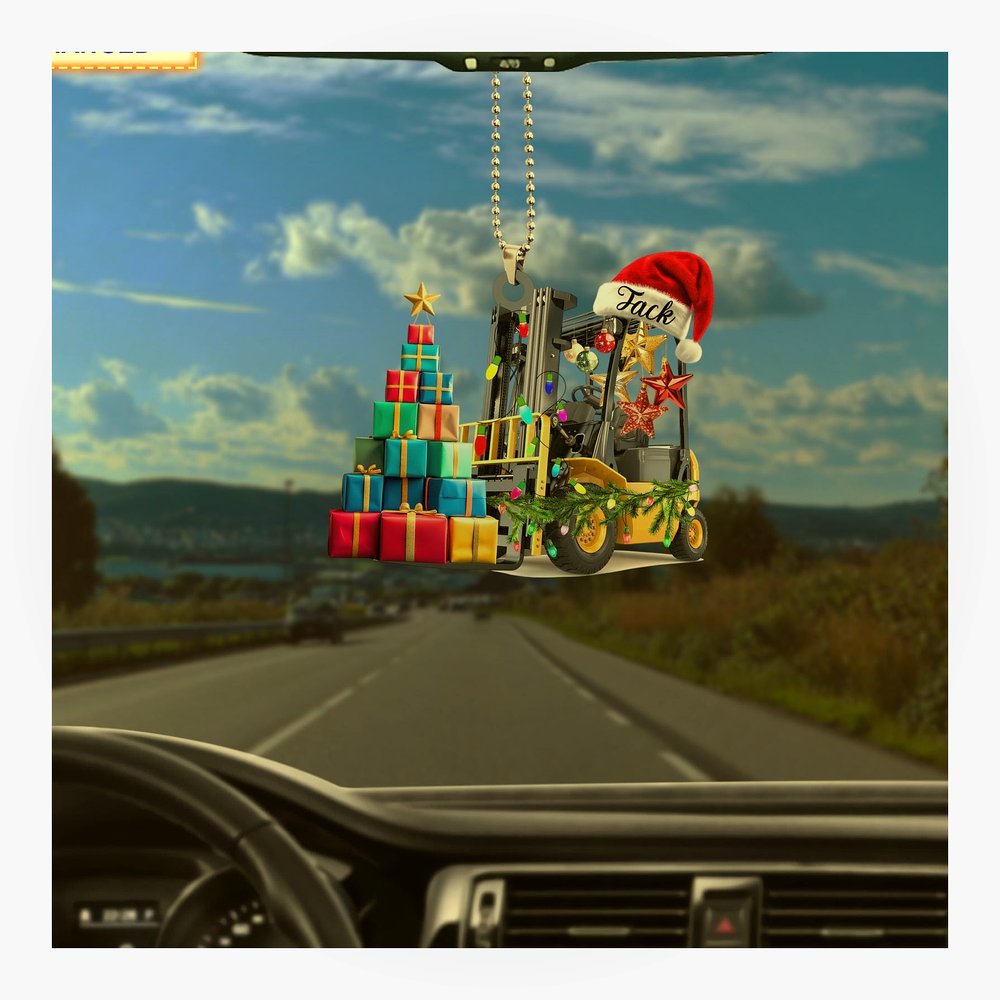 warehouse forklift santa hat gift box operator christmas tree ornament 3 warehouse forklift santa hat gift box operator christmas tree ornament 3