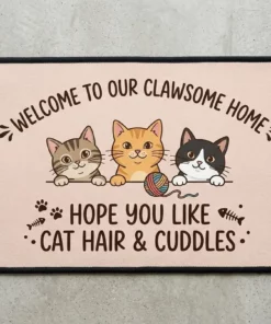 welcome to our clawsome home funny cat lover doormat