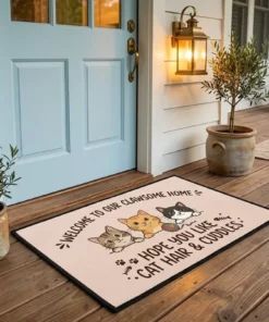 welcome to our clawsome home funny cat lover doormat mockup 2