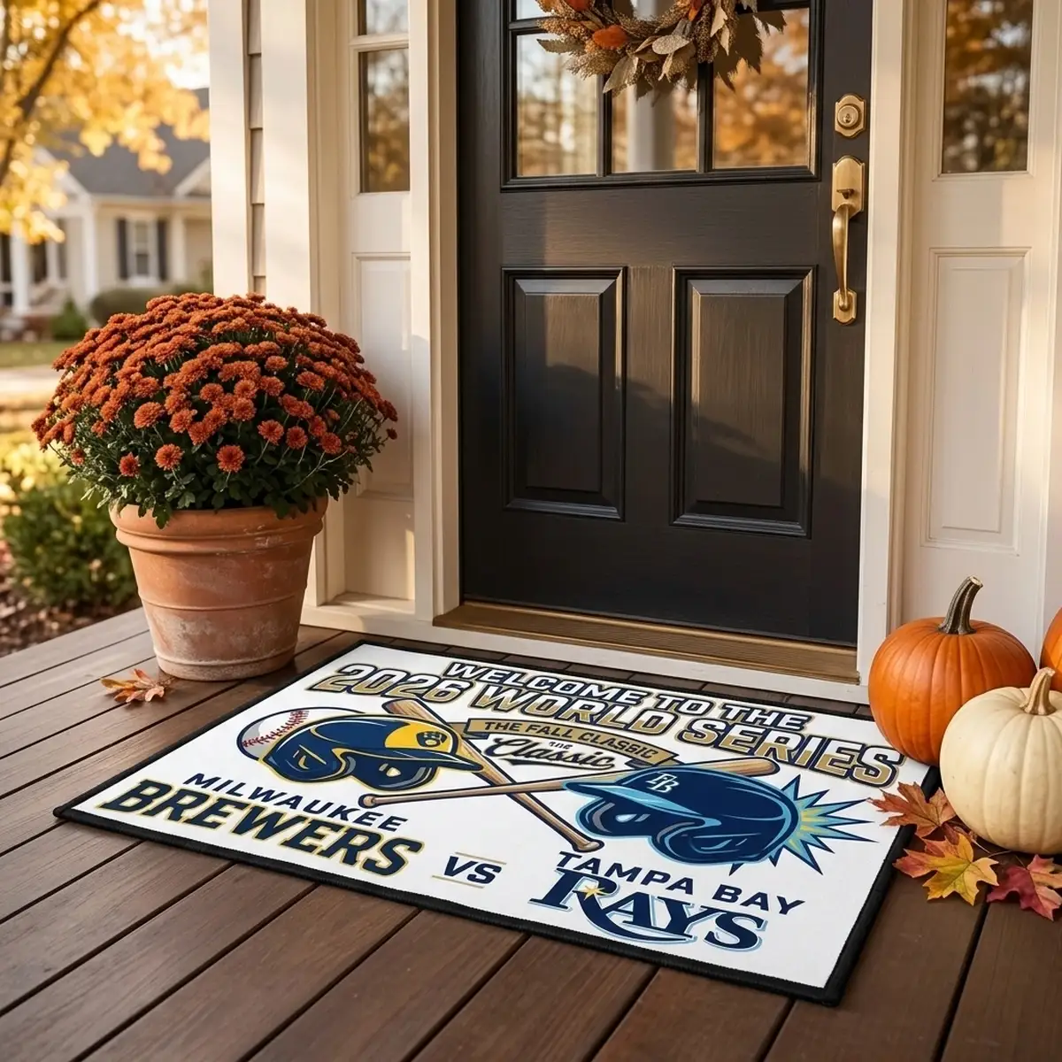 welcome to the 2026 world series fall classic brewers vs rays doormat mockup 2 Welcome To The 2026 World Series Fall Classic Brewers Vs Rays Doormat - Front View Main Mockup