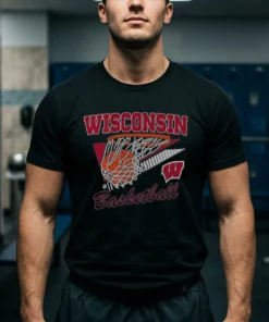 Wisconsin Basketball Retro Swish Shirt - Back or Alternative Angle Mockup