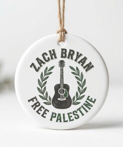 zach bryan free palestine ceramic circle ornament country music solidarity decor 1