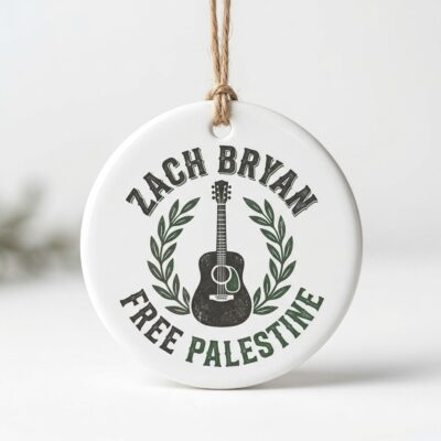 zach bryan free palestine ceramic circle ornament country music solidarity decor 1