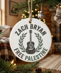 zach bryan free palestine ceramic circle ornament country music solidarity decor 2